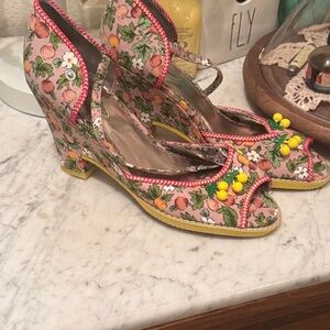 Floral Peep-Toe Heels with Yellow Accents poetic licence Shirley temple lemon